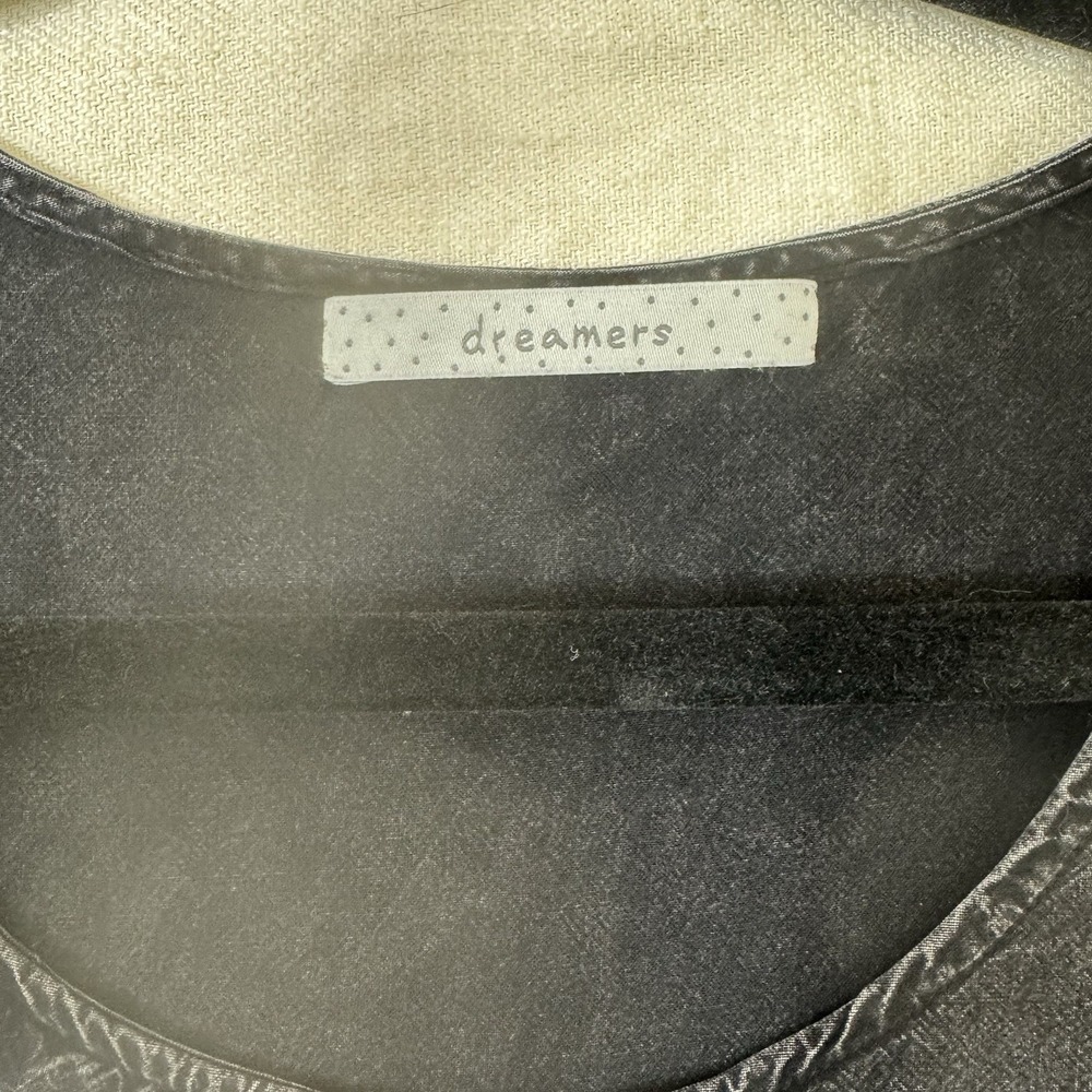 Dreamers Mineral Acid Wash Black Babydoll Top Size M Fairy Grunge Whimsigoth - Picture 8 of 11